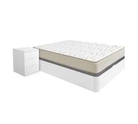 Pack ahorro matrimonio canapé round con colchón viscoelástico nova plus 150 x 190 cm y 2 mesitas de noche rio