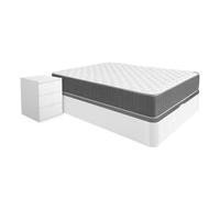 Pack ahorro matrimonio canapé round con colchón viscoelástico y muelles aurea 135 x 190 cm y 2 mesitas de noche rio