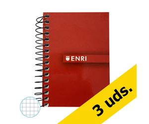 Pack ahorro: x3 Libreta Enri A7 cuadrícula 4mm con 48 hojas (Tapa Blanda) - Surtido de colores