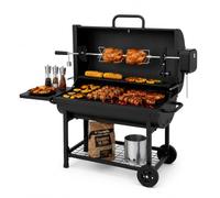 Pack barbacoa carbón con asador motorizado 360° - Motor alto torque, varilla acero inoxidable 304, parrilla grande, bandeja abatible, ruedas, exterior e interior
