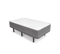 Pack Base tapizada Dollie con Colchón viscoelástico con muelles Aurea 105 x 190cm | Altura 27cm | Firmeza media alta | Tejido Transpirable Gray 105 x 190
