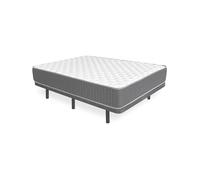 Pack Base tapizada Dollie con Colchón viscoelástico con muelles Aurea 150 x 190cm | Altura 27cm | Firmeza media alta | Tejido Transpirable Gray 150 x 190