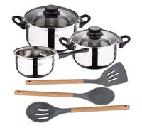 San Ignacio PACK BATERÍA DE COCINA 5 PIEZAS SET DE 3PC UTENSILIOS DE COCINA DE SILICONA Y MADERA, PK4909