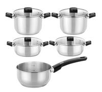 Pack Batería de Cocina Elite Monix M240002/ Cazo Ø14cm/ Ollas Ø20 - 24cm/ Cacerolas Ø20 - 24cm/ Acero Inoxidable/ Apta para Inducción