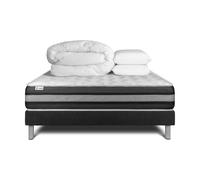 Pack cama completa - Colchón 140x190cm + Somier con láminas (en kit) + 2 almohadas + Edredón - Vitalspring Zen Black 140 x 190