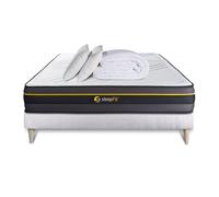 Pack cama completa - Colchón 140x190cm + Somier con láminas (kit) + 2 almohadas + Edredón - Active White 140 x 190