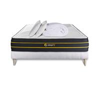 Pack cama completa - Colchón 140x200cm + Somier con láminas (kit) + 2 almohadas + Edredón - Ultra White 140x200 cm