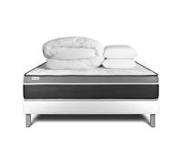 Pack cama completa - Colchón 160x200cm + Somier con láminas (en kit) + 2 almohadas + Edredón - Vital Care White 160x200 cm