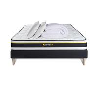 Pack cama completa - Colchón 160x200cm + Somier con láminas (kit) + 2 almohadas + Edredón - Suave Black 160x200 cm