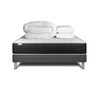 Pack cama completa - Colchón 160x200cm + Somier con láminas (kit) + 2 almohadas + Edredón - Vitalmemo One Grey 160x200 cm