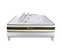 Pack cama completa - Colchón 180x200cm + Somier con láminas (kit) + 2 almohadas + Edredón - Flexy White 180x200 cm