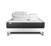 Pack cama completa - Colchón 180x200cm + Somier con láminas (kit) + 2 almohadas + Edredón - Vitalpower White
