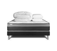 Pack cama completa - Colchón 200x200cm + Somier con láminas (kit) + 2 almohadas + Edredón - Vital Care Black 200 x 200