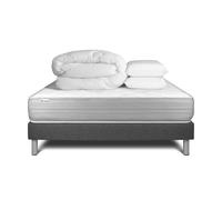 Pack cama completa - Colchón 200x200cm + Somier con láminas (kit) + 2 almohadas + Edredón - Vitalmemo Grey