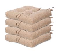 Pack Cojines Sillas, 100% Poliéster, Tamaño 40x40x7 cm, 2 Cordones de Sujeción, Cojines Exterior Jardín Brown