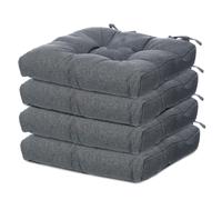 Pack Cojines Sillas, 100% Poliéster, Tamaño 40x40x7 cm, 2 Cordones de Sujeción, Cojines Exterior Jardín Dark gray
