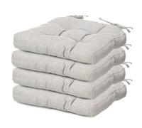 Pack Cojines Sillas, 100% Poliéster, Tamaño 40x40x7 cm, 2 Cordones de Sujeción, Cojines Exterior Jardín Light gray
