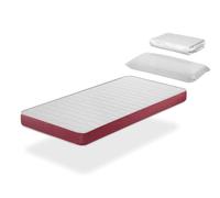 Pack colchón de espuma 80x180 cm dogo sonho con sábana protectora y almohada altura 14 transpirable y adaptable