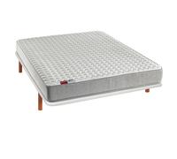 Pack Colchón HR Visco+Base tapizada blanc 4 patas| PIKOLIN Leah| 24 cm 100 x 210