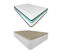 Pack colchón viscoelástico bio max + canapé madera abatible 105x190 con montaje, color polar