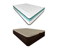 Pack colchón viscoelástico bio max + canapé madera abatible 150x190 con montaje, color wengué