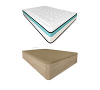 Pack colchón viscoelástico bio max + canapé madera abatible 90x190 con montaje, color cambria