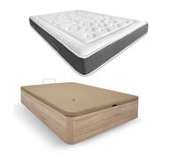 Pack colchón viscoelástico bio nature + canapé madera abatible 135x190 con montaje, color cambria