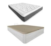 Pack colchón viscoelástico bio nature + canapé madera abatible 135x190 con montaje, color polar