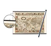 Pack colgador con poster mapa mundo antiguo