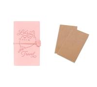 Pack Cuaderno de viaje Pusheen + Recambio: Cuadernos de notas rosa Cuero sintético, Diario libreta + Recambios (2 * 40págs.) | Libretas bonitas, Material de papaleria bonita