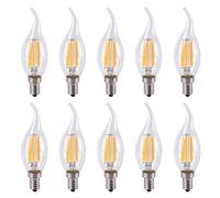 Pack de 10 Bombillas Vela de Filamento Flame LED E14, 4W Equivalente a 40W, 400 Lúmenes, Blanco Cálido 2700K, Bombilla Retro Vintage, No Regulable, AC 220-240V