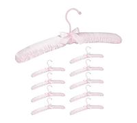 Pack de 10 Perchas Forradas de Raso con Lazo Decorativo, Madera-Tela-Metal, 38 cm de Ancho, Rosa
