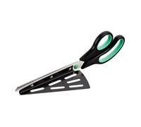 Pack de 10 tijeras cortapizzas de acero inoxidable, Negro, Con pala para servir