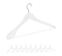 Pack de 100 Perchas Traje Anchas, para Chaquetas, Abrigos o Vestidos, Madera, 45 cm de Ancho, Blanco