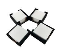 Pack de 100 Servilletas de papel Blancas + 4 Servilleteros de Cartón Reciclado Color Negro - Ideales para Cocktail - 10 x 10 cm Plegadas - Hostelnovo