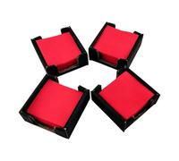 Pack de 100 Servilletas de papel Rojas + 4 Servilleteros de Cartón Reciclado Color Negro - Ideales para Cocktail - 10 x 10 cm Plegadas - Hostelnovo