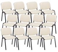 Pack de 12 sillas confidente ken en simil cuero crema 53x53x83 cm