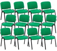 Pack De 12 Sillas De Conferencia Ken Tapizadas En Tela | 12x Sillas De Reuniones Apilables I Set 12 Sillas De Espera Base De Metal I Color:, Color:Verde Claro