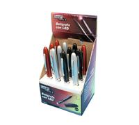 Pack de 12 uds (expositor) bolígrafo con led, multifunción, de linea
