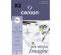 Pack de 2 Blocs Encolados, A1, 50 Hojas, Canson Mix Media Imagine, Grano Fino 200g