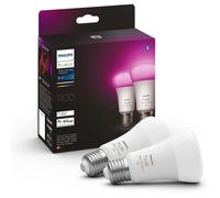 Philips Hue White & Colour Ambiance E27 LED bulb, 1100lm, 16 million colours, dimmable, controllable via app and voice, compatible with Amazon Alexa (Echo, Echo Dot), pack of 2, old generation