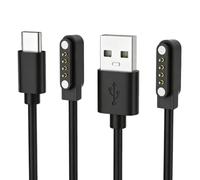Pack de 2 Cables de Carga para PLAUD Note Pro, 1 USB-A + 1 USB-C con Conector Magnético, Cable de Repuesto de 1 m, Carga Rápida, Compatible con Grabadora de Voz IA, Negro