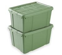 Pack de 2 Cajas de Ordenación de Plástico, Con Tapa, Multiusos, Clips de Cierre, Apilables