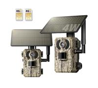 Pack de 2 Cámaras Fototrampeo Solar 4G LTE con SIM, sin WiFi, Batería 10400 mAh, Visión Nocturna Infrarrojos Invisible 950nm, Audio 2 Vías, Activación 0,2s, IP66