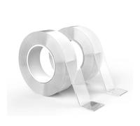 Pack de 2 Cintas de Doble Cara Extrafuerte Bricotech 3m - Adhesivo Transparente Resistente al Agua para Interiores y Exteriores - Ideal para Fijación de Alfombras, Cuadros y Decoración - Envío Rápido