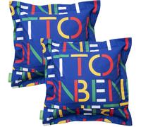 Pack de 2 cojines 100% de algodón color azul CASA BENETTON 30x30 cm