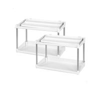 Pack de 2 estanterías 2 alturas + bandeja extraíble blanco 25,5x37,5x19 cm White