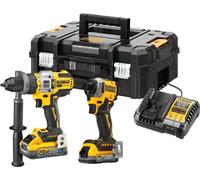 Pack de 2 herramientas inalámbricas DEWALT DCK2052H2T-QW XR de 18V: taladro percutor DCD999 + atornillador de impacto DCF850 + 2 baterías POWERSTACK de 5Ah de litio-ion + maletín TSTAK