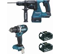 Pack de 2 herramientas MAKITA DLX2191TJ (DDF484 + DHR243) de 18V, tecnología Li-Ion (2 baterías de 5,0 Ah)
