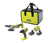 Pack de 2 herramientas taladro percutor y amoladora 18V ONE+™ (1x 4.0Ah y 1x 2.0Ah)